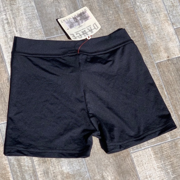 VINTAGE DEADSTOCK 90s BLACK V WAIST DANCE SHORTS L - Picture 3 of 5